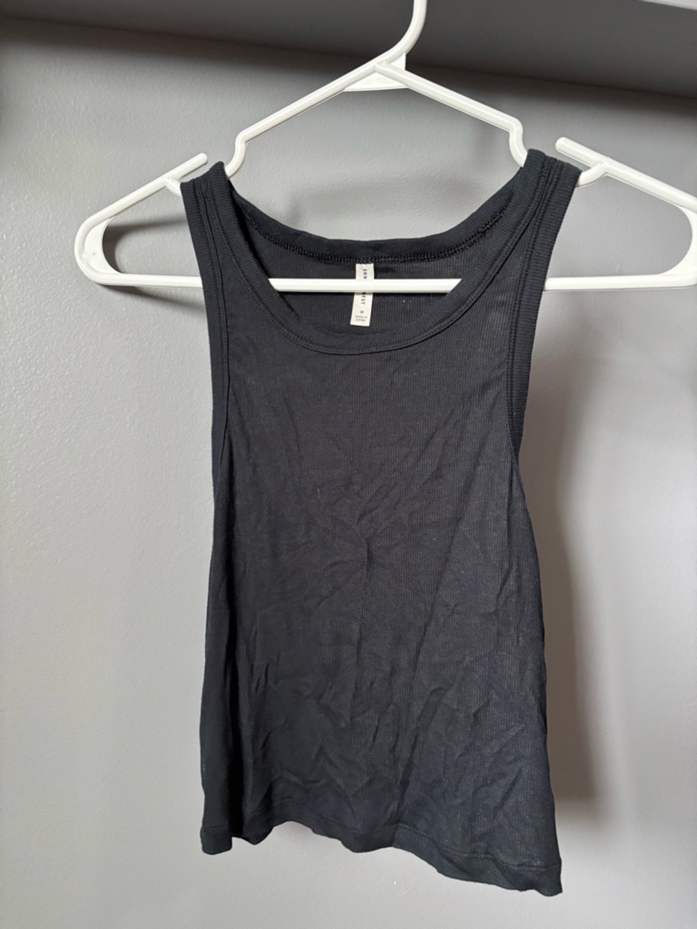 Aritzia Sunday Best Black Ribbed Racerback Tank Top